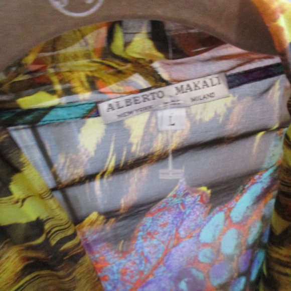 Alberto Makali rare 100% silk cardigan topper wrap s m art to wear boho - Picture 2 of 9